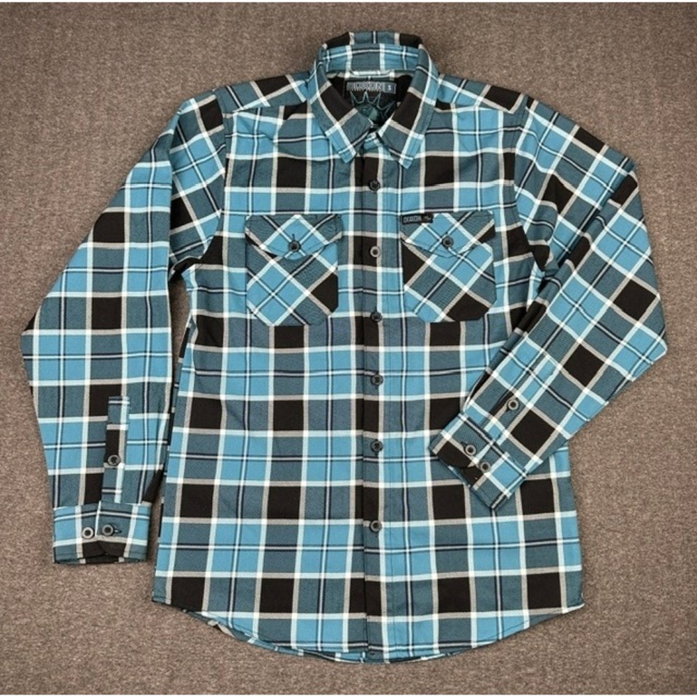 Dixxon Flannel Co x Thrice Identity Crisis Blue Plaid D-Tech Shirt Mens Small